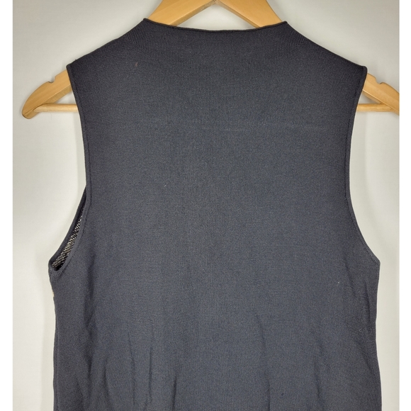 Sami + Dani Black Gold Daisy Print Knit Sleeveless Sweater Dress Size Medium - Picture 6 of 9